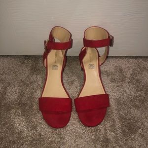 Red Thick Heel Sandals